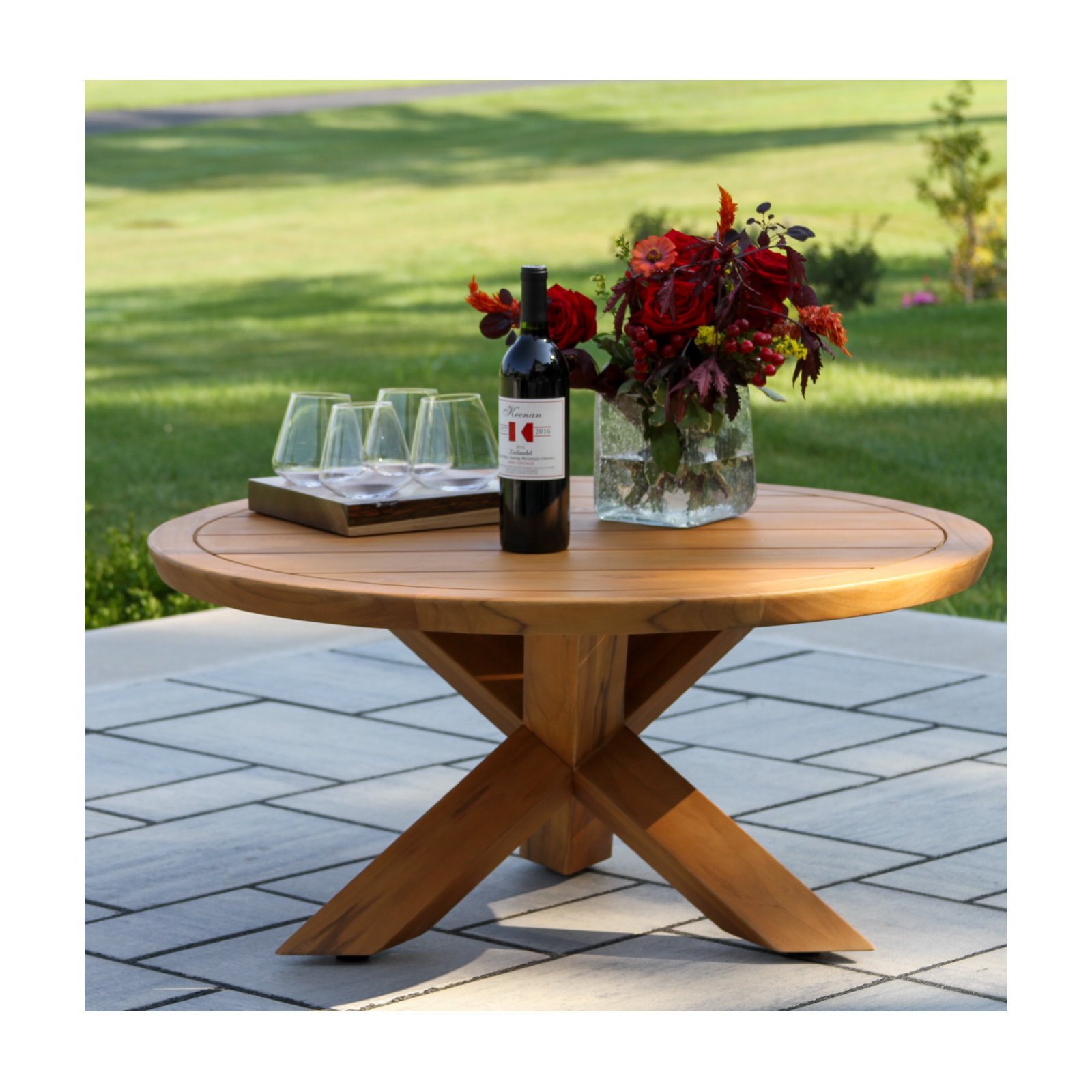 Levitt 5-Piece Teak & Wicker Patio Conversation Set