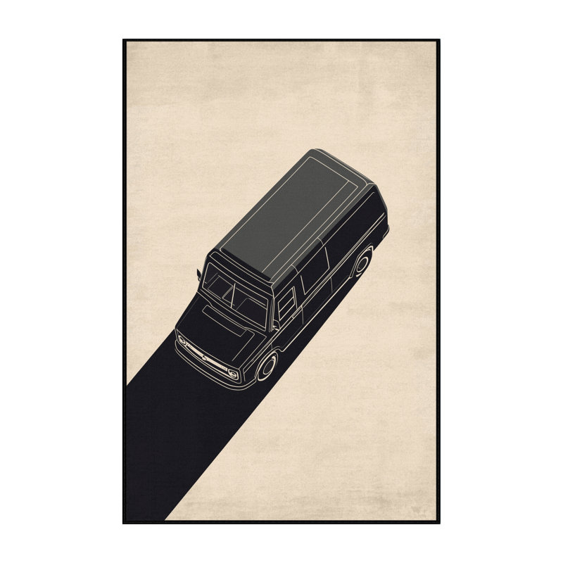 Soft Plush Eddleman Delivery Van Modern & Contemporary Area Rug in Beige – Black Binding, 6x9