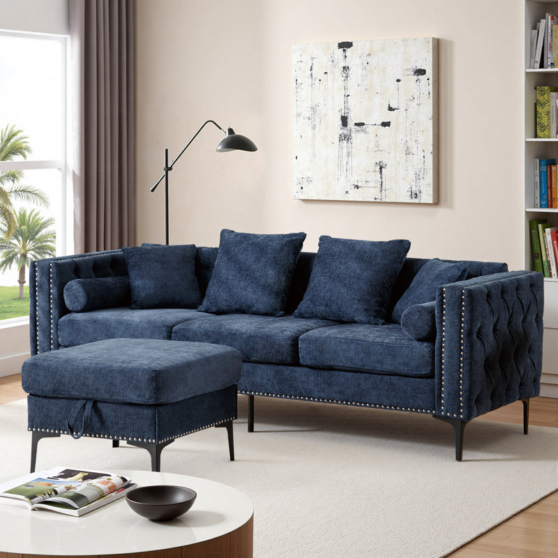 L Shaped Sectional Couches For Living Room  4 Seater Sectional Sofa Couch With Storage Ottoman For Bedroom, Office, Apartment