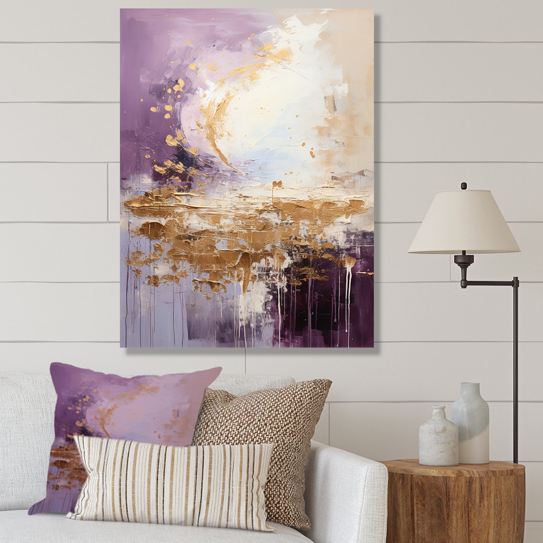 Purple and gold mountain landscape III - Abstract Landscapes Wall Art For Living Room Mercer41 Overall 