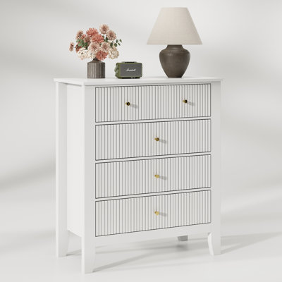31.7'' W Fluted Nightstand with 5 Drawers