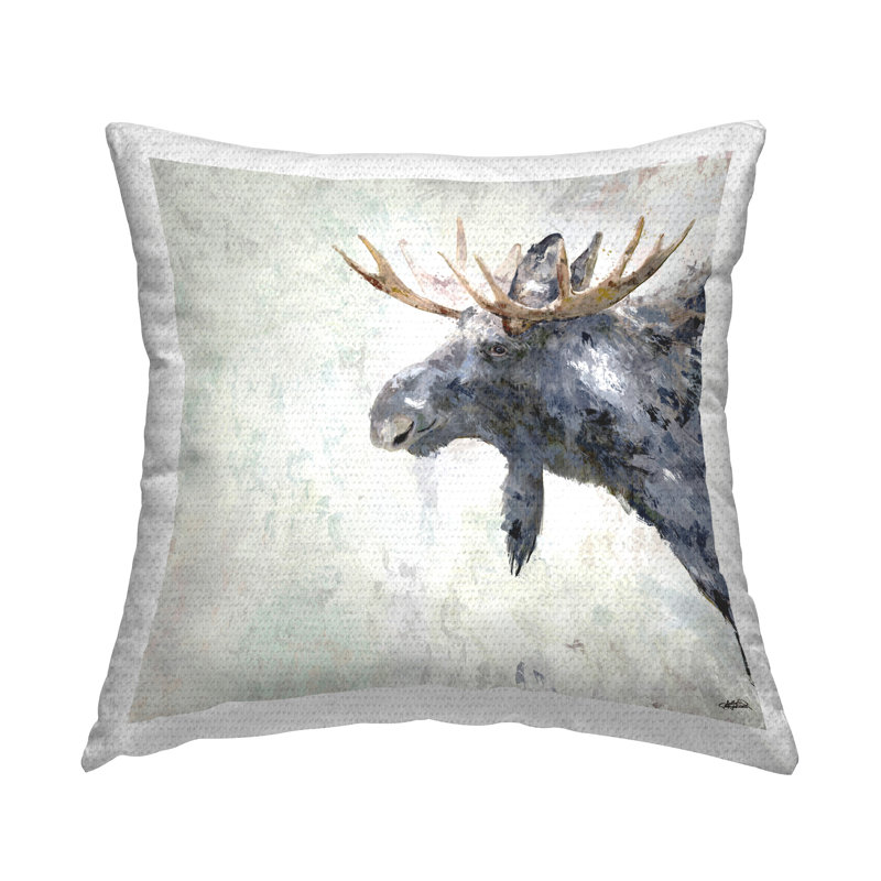 Coussin décoratif d'extérieur Rustic Moose View par Sally Kaye Barlow / Makaio Design