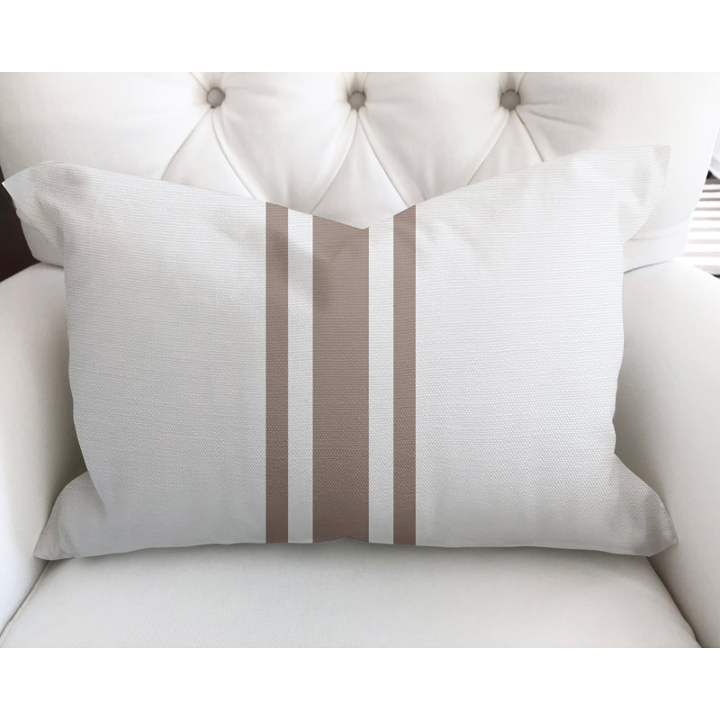 Cotton Reversible Throw Pillow, Taupe