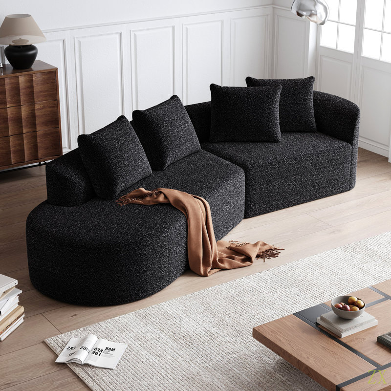 Canapé modulaire surdimensionné et rembourré Modern, Chenille noir