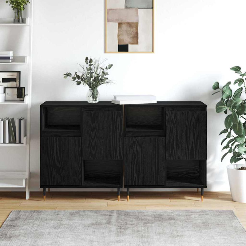 Sideboards 2 Pcs 120 X 35 X 70 Cm Engineered Wood, Black Oak