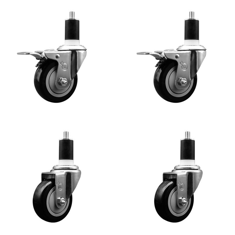 Ensemble de roulettes extensibles en poly pivotant 1-1 / 2 pouces