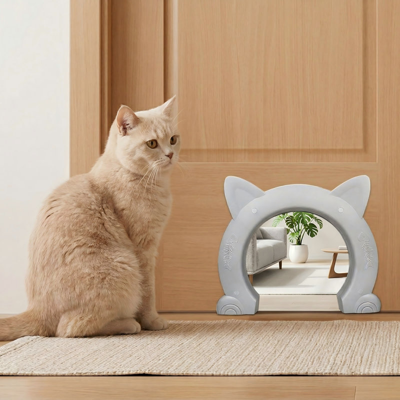 Porte d'intérieur pour chat pour portes intérieures, clapet pour animaux de compagnie pour chats, chatons et chatons, Gris