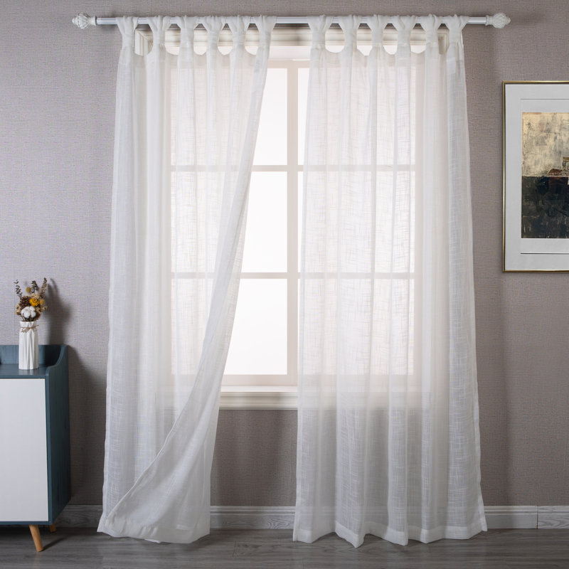 Paire de rideaux transparents avec pattes, Blanc
