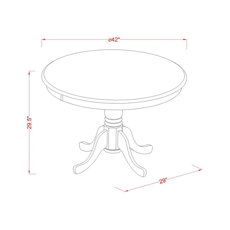 Karmakar Rubberwood Solid Wood Dining Set, Linen White, 30" H x 42" W x 42" D, 3 Pieces