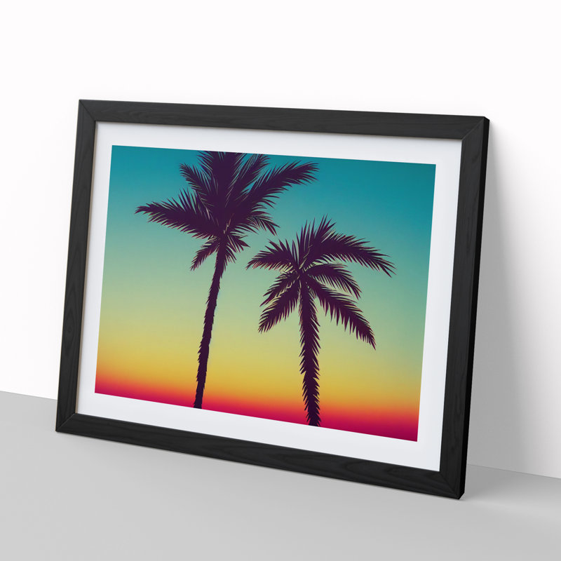 Showstopping Palm Tree Sunset - Framed Print, Black, 46cm H x 64cm W x 2cm D