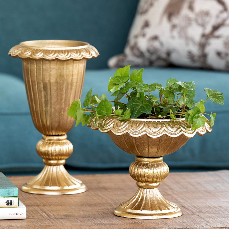 Gold Cast Aluminum Decorative Compote Bowl