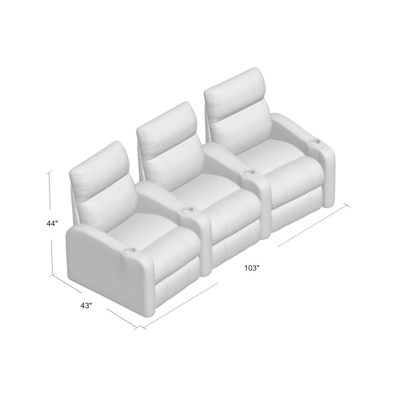 Upholstered Home Theater Seating with Cup Holder, Manual, Classic Cappucino