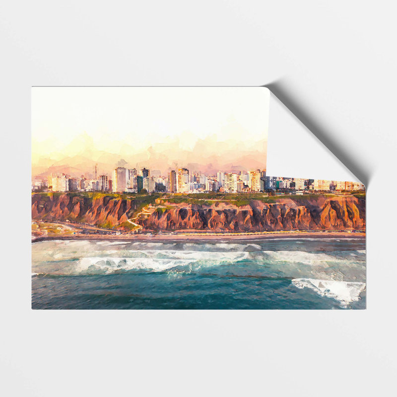 Lima Skyline in Peru in Abstract - Wall Art, 21 cm H x 29.7 cm W x 0.1 cm D, Paper