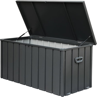 Primestok 400 Gallons Water Resistant Metal Lockable Deck Box with Lock in Black -  JM-W1859131832