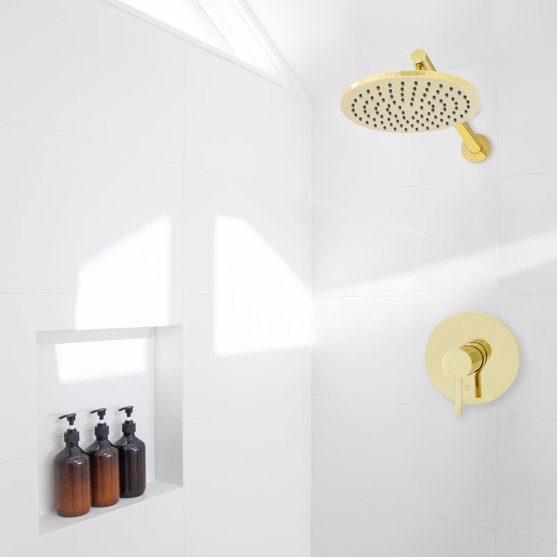 Complete Shower System with Rough-in Valve, Polished Gold