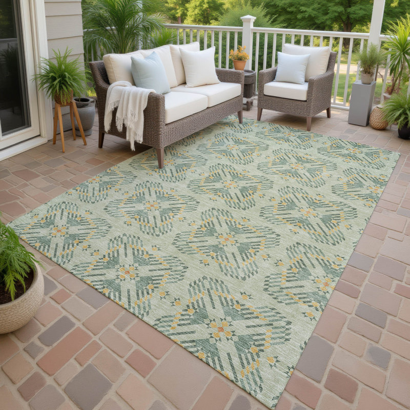 Tapis géométrique intérieur / extérieur lavable à la machine Chantille ACN2563, Céleri, 2 pi 6 po x 3 pi 10 po