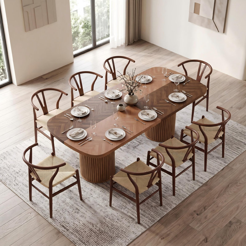 Ensemble de table de salle à manger de style Mid-Century avec table rectangulaire en MDF et chaises en métal pour la salle à manger et la cuisine