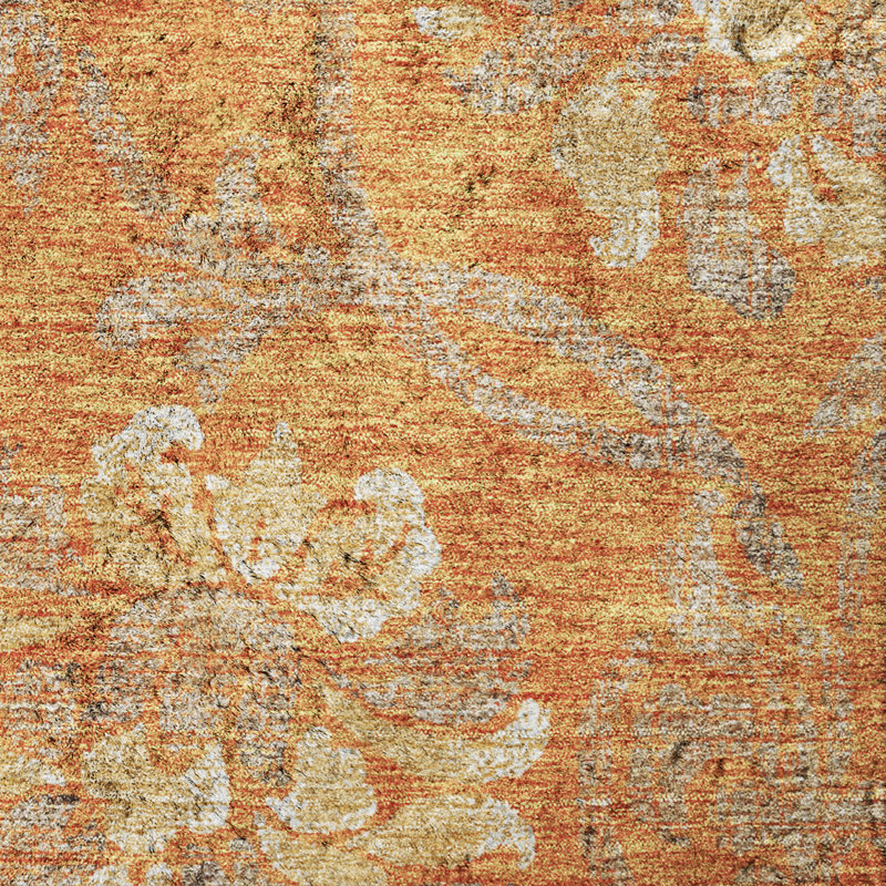 Tapis Dream Shag ADS766 de qualité supérieure, lavable à la machine et à motif floral, Orange, 10' x 14'