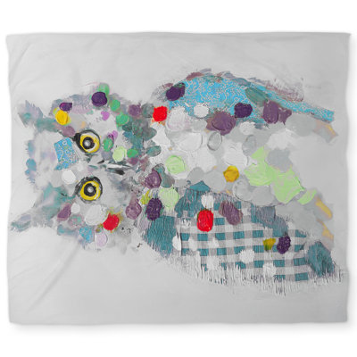 Textured Abstract Owl - Children Art Feathers Duvet Cover