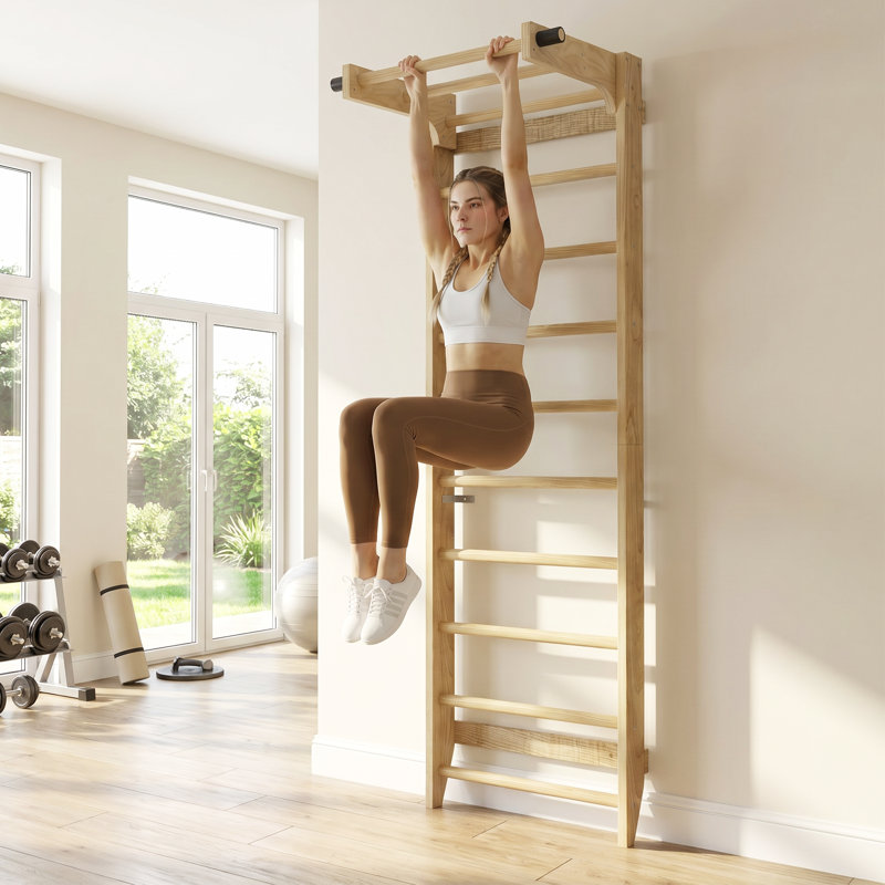 Swedish Ladder Wall Bar with Adjustable Pull-Up Bar