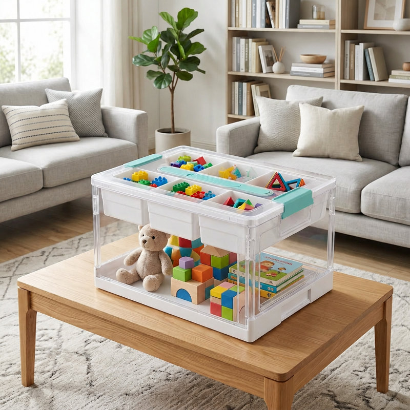 Boîte de rangement en plastique transparent 24 pte avec couvercle, plateaux et séparateurs amovibles, boîte de rangement polyvalente pour la maison et l'école, paquet de 1