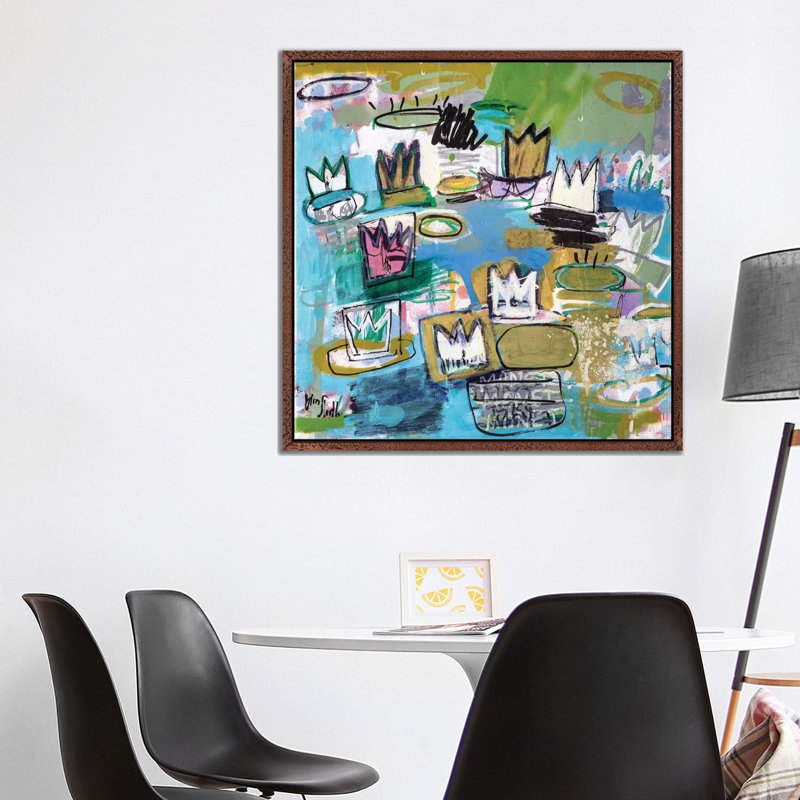 Les Nympheas De Basquiat by Wayne Sleeth - Single Picture Frame Print on Canvas, Brown Framed