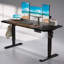 Bureau debout électrique à hauteur ajustable avec plissoir, 63 x 30 pouces, moteur simple, noir et brun, pour la maison et le bureau