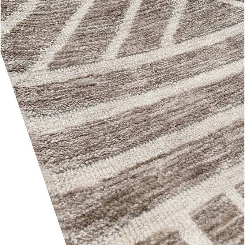 Tapis beige à motif géométrique beige Boho, Rectangle 10 pi x 13 pi