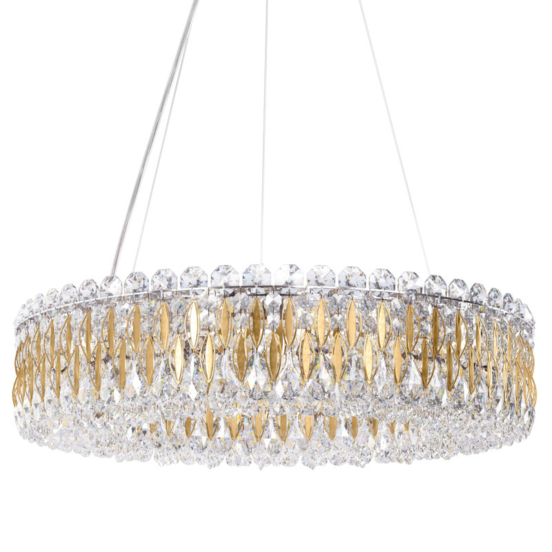 Sarella 12 - Light Dimmable Drum Chandelier, Swarovski, Heirloom Gold