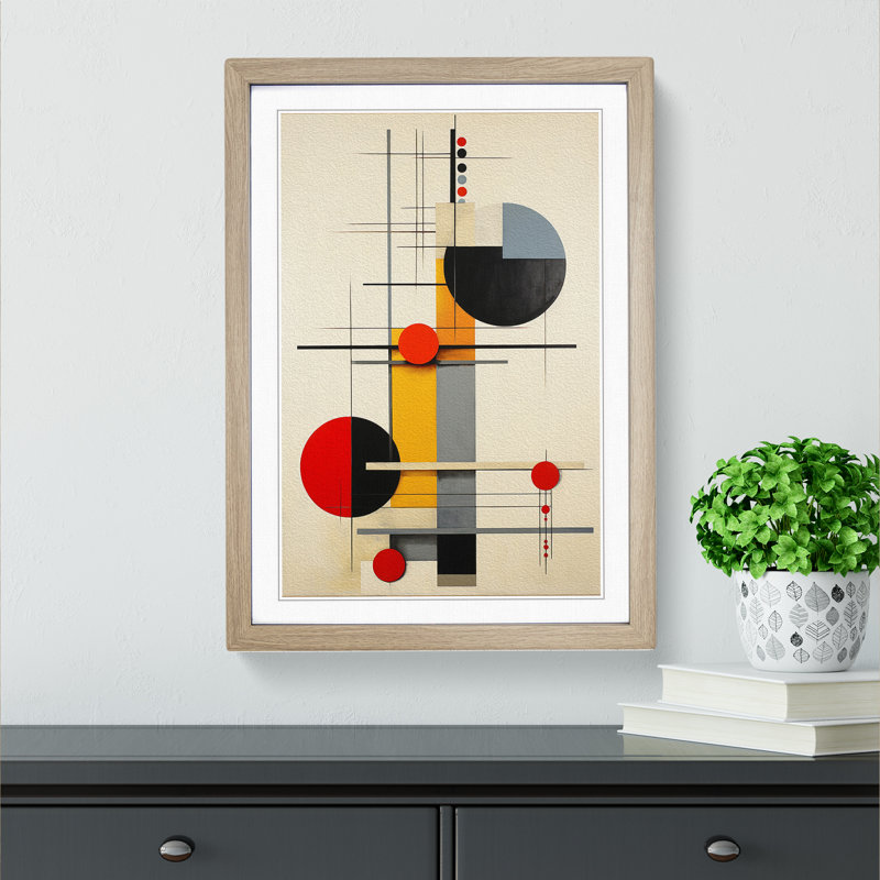 Bauhaus Constructivism - Single Picture Frame Print on Wood, 64cm H x 46cm W x 2cm D, Oak