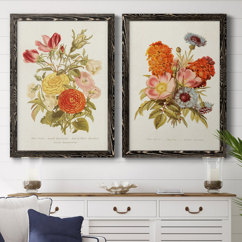 Antique Floral Bouquet I, toile de qualité supérieure - prête à être accrochée, H 43,5 po x l 31,5 po x P 1 po, Noyer