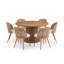 Ensemble de salle à manger rond de 7 pièces avec table sur pied et chaises rembourrées en rotin-754665377