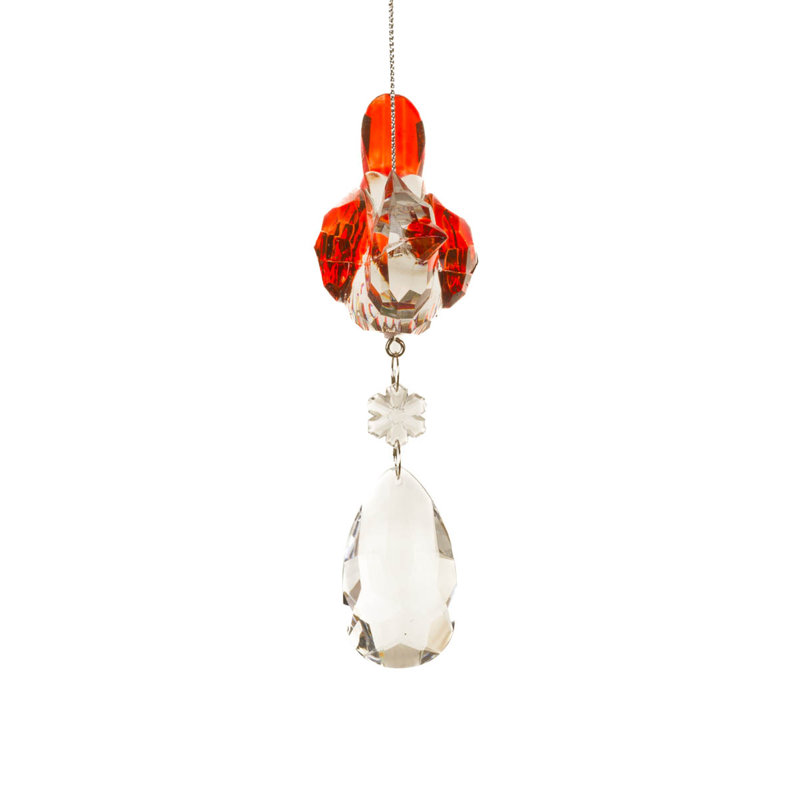Ornement suspendu suspendu en acrylique rouge avec pendentif en cristal - lot de 4 styles