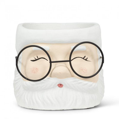 Grand pot de fleurs avec lunettes