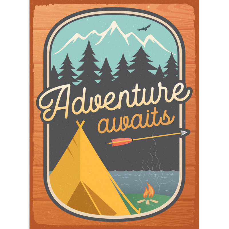 Enseigne de camping en métal Jashya Adventure