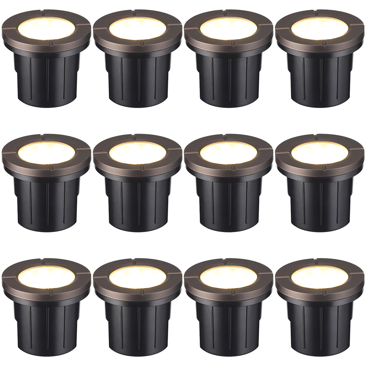 In-Ground Landscape Lights 4 Pack – 6W 12V Low Voltage LED Well Lights, IP67 Waterproof Outdoor Spotlights For Trees, Yard, Garden, Pathway, Flags