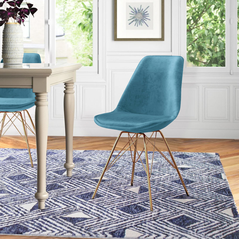 Chaise d'appoint rembourrée en velours Lougenia, Turquoise