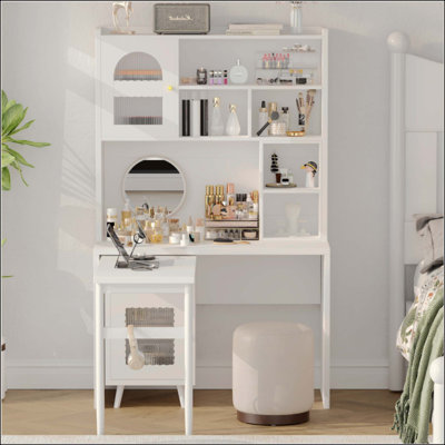 Computer Desk With 90 Degree Rotating Desktop, Office Desk With Storage Drawer And Cabinets, Gaming Desk With Shelves, Writing Desk For Study, Work Desk For Home