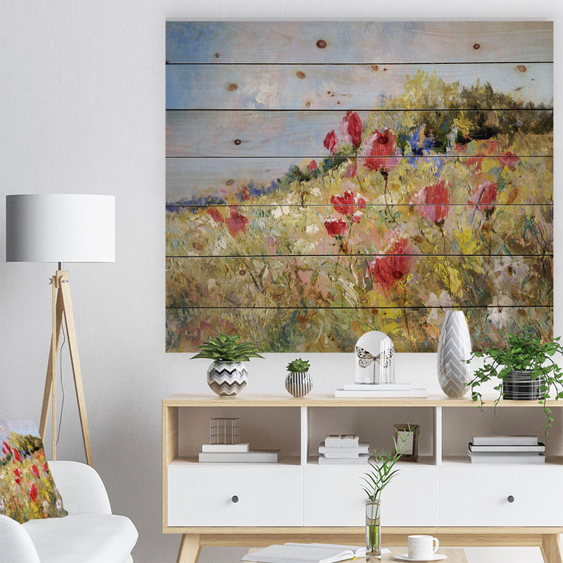 Coquelicots peints dans un pré d'été Coquelicots dans un pré d'été - Peinture sur, H 30 po x l 40 po x P 1 po