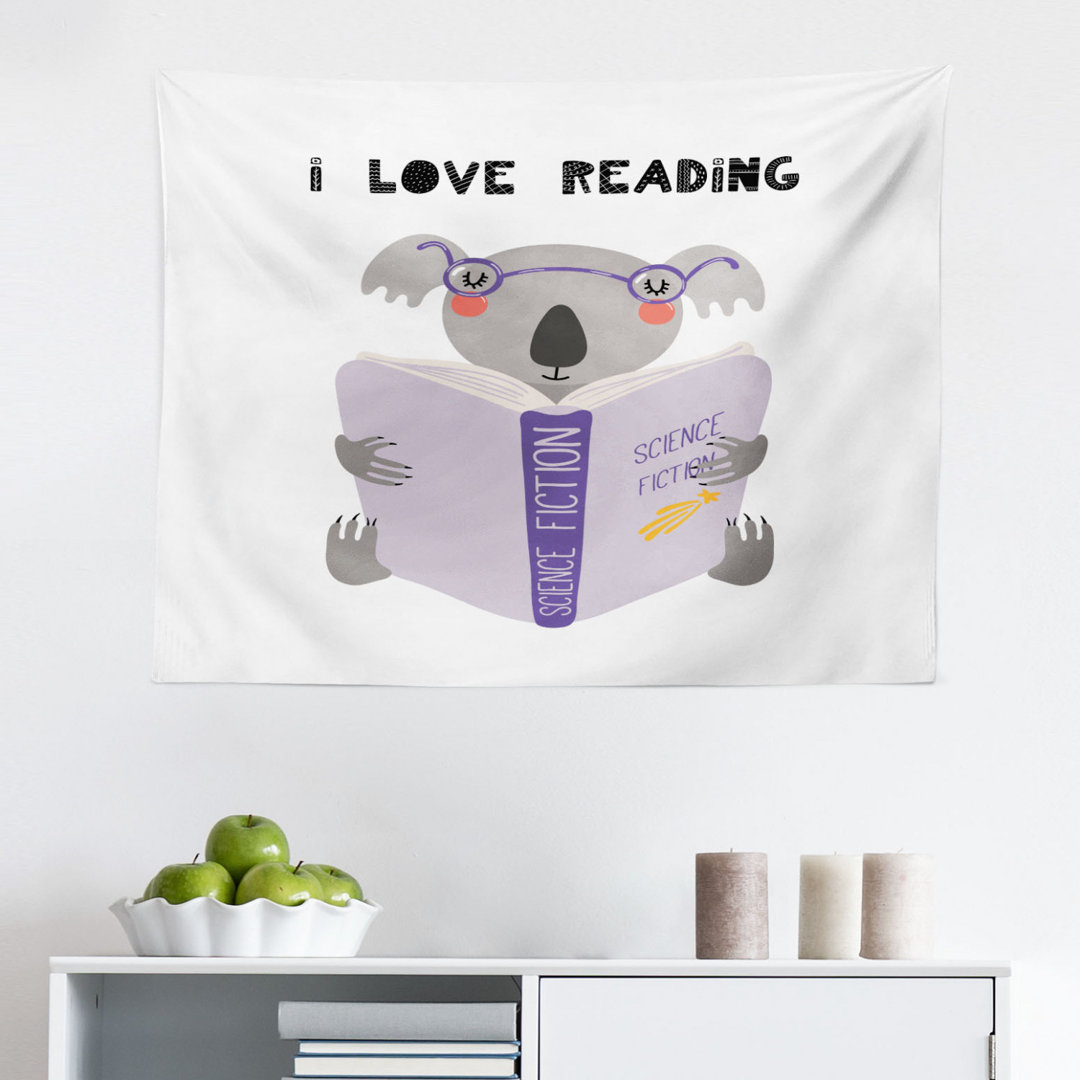 Wandbehang Koala Tier Smart Bücher Liebhaber Cartoon Stil