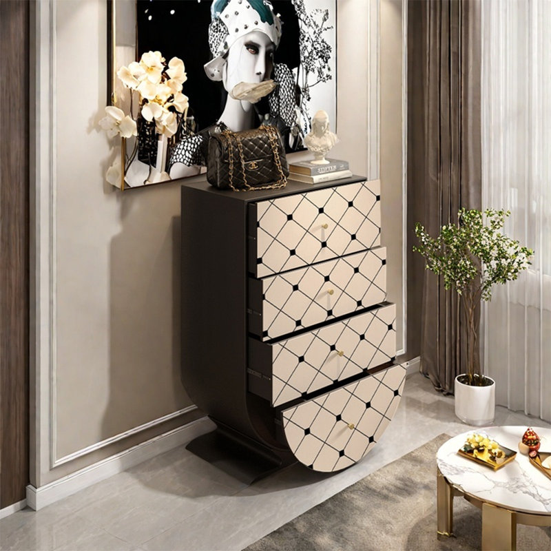 Pine Wood Storage Cabinet with Four Drawers