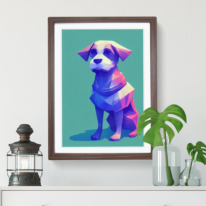Sitting Dog No.1 Abstract - Framed Print, 34cm H x 25cm W x 2cm D, Walnut