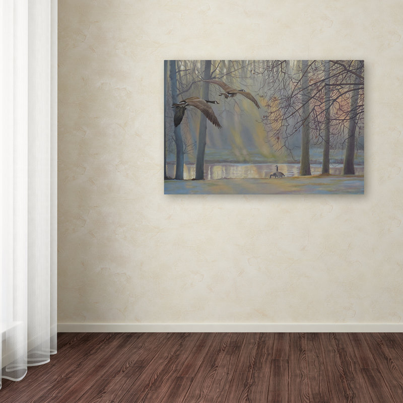 «Geese an Pond» Armstrong, reproduction d'art sur toile tendue, H 30 po x l 47 po x P 2 po
