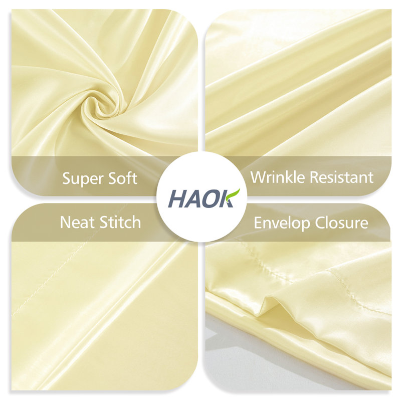 Taie d'oreiller en satin HAOK, Taie d'oreiller taille très grand, Ivoire