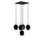 Lustre industriel moderne, couleur noir et fumée, hauteur réglable | Corps en métal avec capuchon en verre | 5 x douilles E27 de 40 W maximum | Design scandinave élégant pour l'éclairage de la maison et du bureau