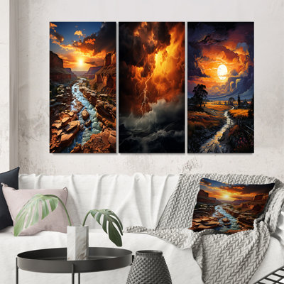 " Majestic Stormscape " 3 - Pieces