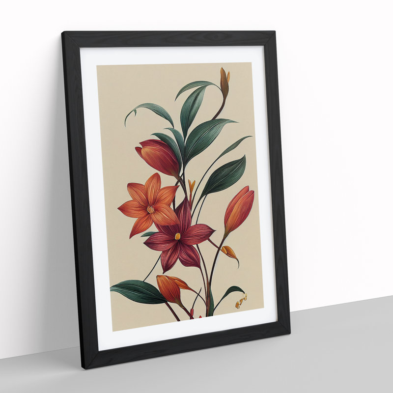 The Classic Flowers No.1 - Single Picture Frame Print, Black Framed, 64cm H x 46cm W x 2cm D