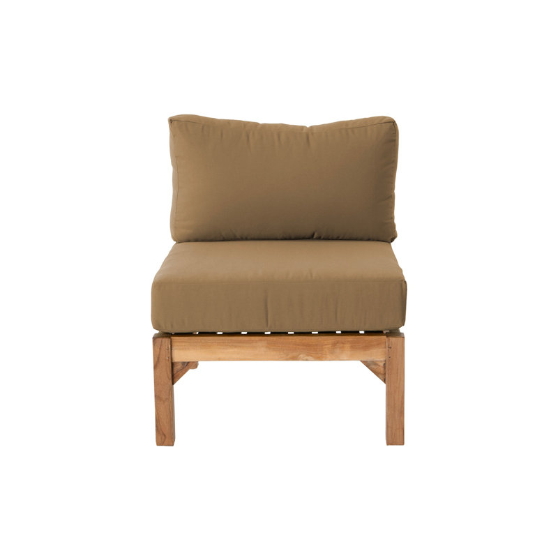 Monterey Outdoor 7 - Piece Teak Conversation Set, 5 Pcs:  Sectional,Cushion,Table,2Ottoman, Cocoa
