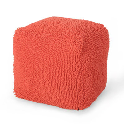 Sunny Square Pouf 16" x 16" x 16" Microfiber 1 Piece Pouf Ottoman Coral with Comfortable Seating