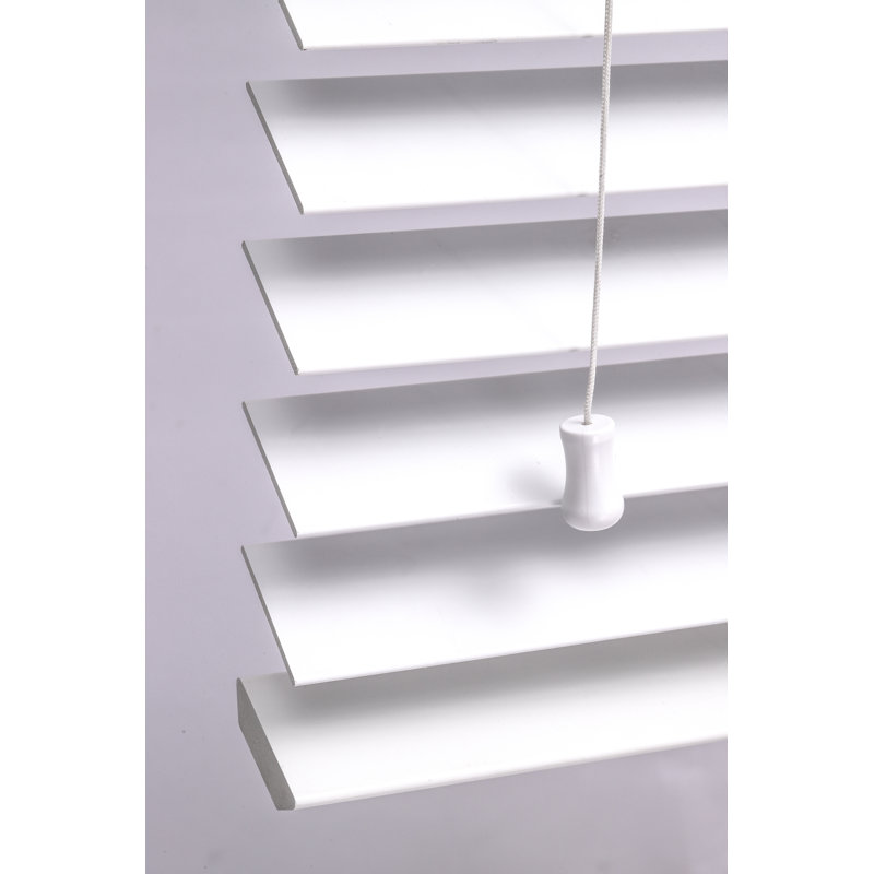 Faux Wood Blinds PVC Venetian Window Blinds Moisture Resistant Corded Light Filtering for Kitchen Bathroom Bedroom, White